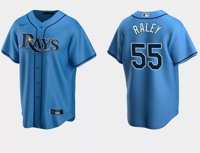 Men's Tampa Bay Rays #55 Luke Raley Light Blue Cool Base Stitched Baseball Jersey