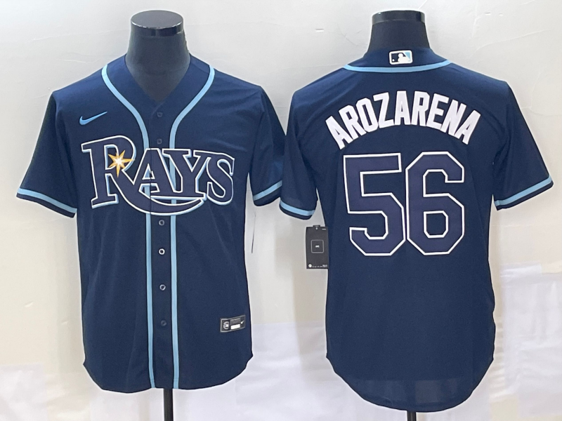 Men's Tampa Bay Rays #56 Randy Arozarena Navy Cool Base Stitched Baseball Jersey 1 Men's Tampa Bay Rays #56 Randy Arozarena Navy Cool Base Stitched Baseball Jersey 1
