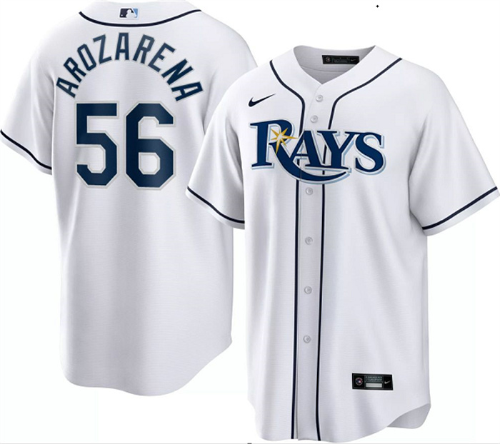 Men's Tampa Bay Rays #56 Randy Arozarena White Cool Base Stitched Baseball Jersey Men's Tampa Bay Rays #56 Randy Arozarena White Cool Base Stitched Baseball Jersey