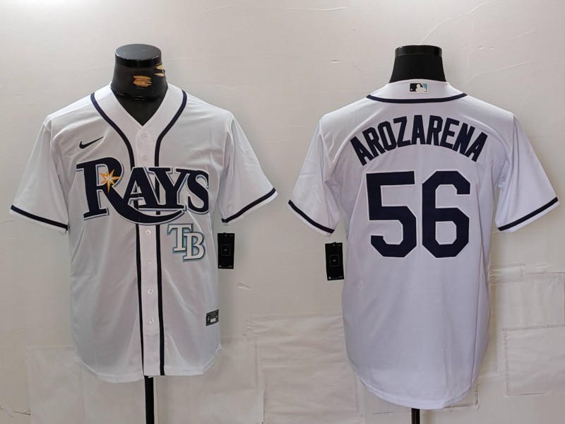 Men's Tampa Bay Rays #56 Randy Arozarena White Cool Base Stitched Baseball Jersey Men's Tampa Bay Rays #56 Randy Arozarena White Cool Base Stitched Baseball Jersey