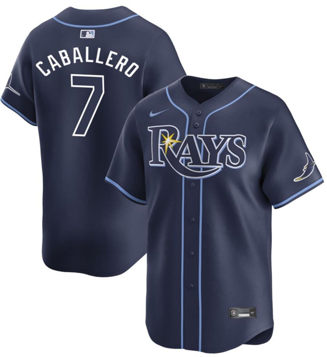 Men's Tampa Bay Rays #7 José Caballero Navy 2024 Away Limited Stitched Baseball Jersey Men's Tampa Bay Rays #7 José Caballero Navy 2024 Away Limited Stitched Baseball Jersey