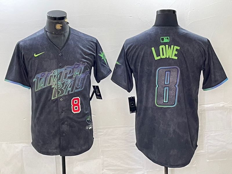 Men's Tampa Bay Rays #8 Brandon Lowe Charcoal 2024 City Connect Limited Stitched jerseys 1 Men's Tampa Bay Rays #8 Brandon Lowe Charcoal 2024 City Connect Limited Stitched jerseys 1