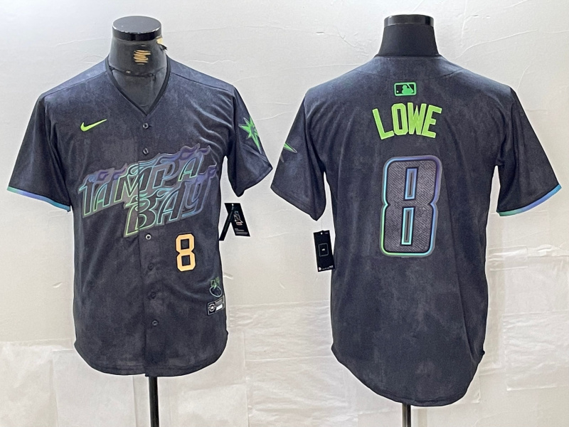 Men's Tampa Bay Rays #8 Brandon Lowe Charcoal 2024 City Connect Limited Stitched jerseys 2 Men's Tampa Bay Rays #8 Brandon Lowe Charcoal 2024 City Connect Limited Stitched jerseys 2
