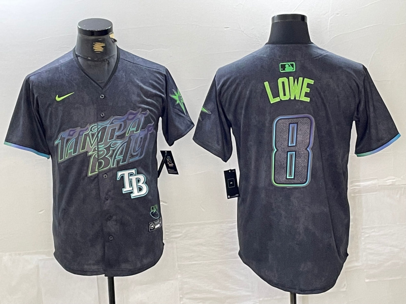 Men's Tampa Bay Rays #8 Brandon Lowe Charcoal 2024 City Connect Limited Stitched jerseys 3 Men's Tampa Bay Rays #8 Brandon Lowe Charcoal 2024 City Connect Limited Stitched jerseys 3