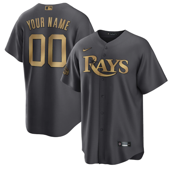 Men's Tampa Bay Rays Active Player Custom 2022 All-Star Charcoal Cool Base Stitched Baseball Jersey Men's Tampa Bay Rays Active Player Custom 2022 All-Star Charcoal Cool Base Stitched Baseball Jersey