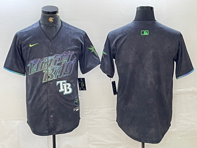 Men's Tampa Bay Rays Team Big Logo Charcoal 2024 City Connect Limited Stitched Baseball Jersey 2 Men's Tampa Bay Rays Team Big Logo Charcoal 2024 City Connect Limited Stitched Baseball Jersey 2