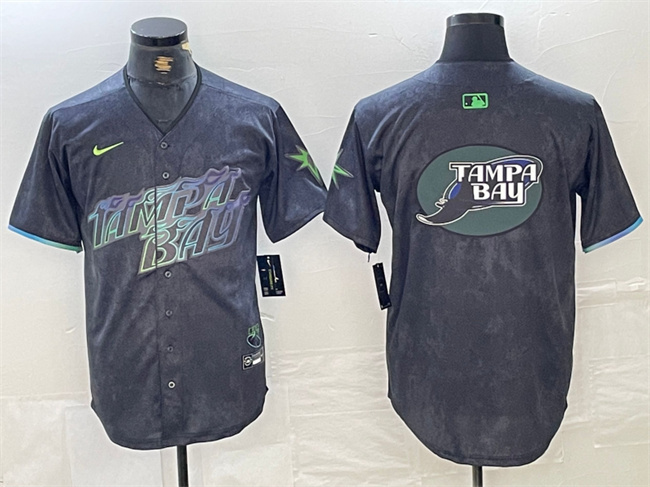 Men's Tampa Bay Rays Team Big Logo Charcoal 2024 City Connect Limited Stitched Baseball Jersey Men's Tampa Bay Rays Team Big Logo Charcoal 2024 City Connect Limited Stitched Baseball Jersey