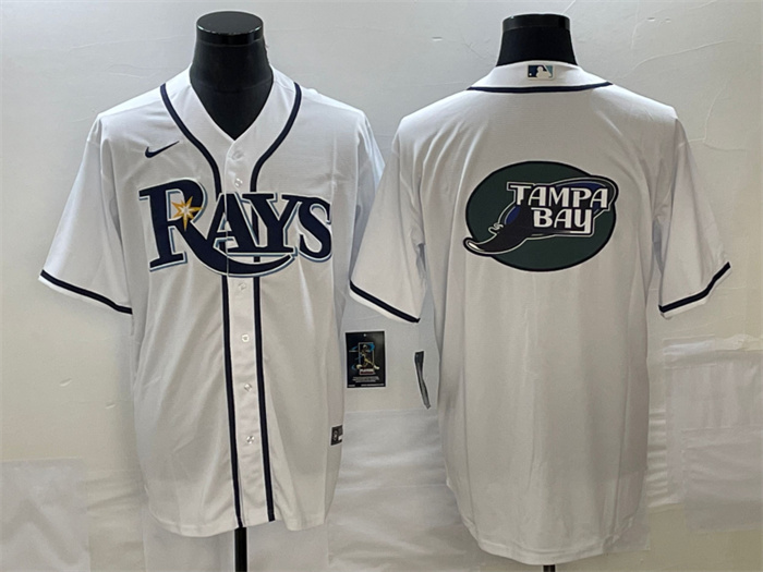 Men's Tampa Bay Rays White Team Big Logo Cool Base Stitched Baseball Jersey Men's Tampa Bay Rays White Team Big Logo Cool Base Stitched Baseball Jersey