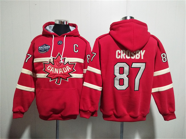 Men's Team Canada #87 Sidney Crosby Red Ageless Must-Have Lace-Up Pullover Hoodie Men's Team Canada #87 Sidney Crosby Red Ageless Must-Have Lace-Up Pullover Hoodie