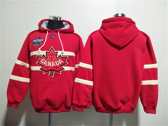 Men's Team Canada Blank Red Ageless Must-Have Lace-Up Pullover Hoodie Men's Team Canada Blank Red Ageless Must-Have Lace-Up Pullover Hoodie