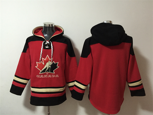 Men's Team Canada Blank Red Black Ageless Must-Have Lace-Up Pullover Hoodie Men's Team Canada Blank Red Black Ageless Must-Have Lace-Up Pullover Hoodie