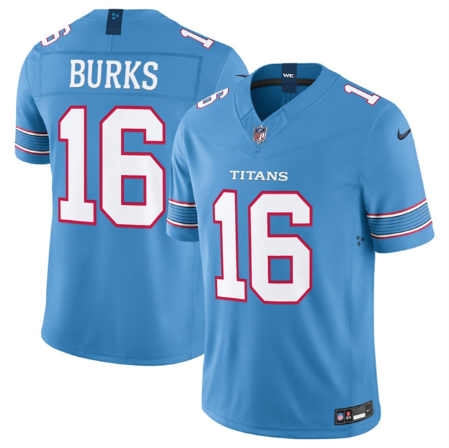 Men's Tennessee Titans #16 Treylon Burks Light Blue 2026 F.U.S.E. Vapor Limited Stitched Football Jersey