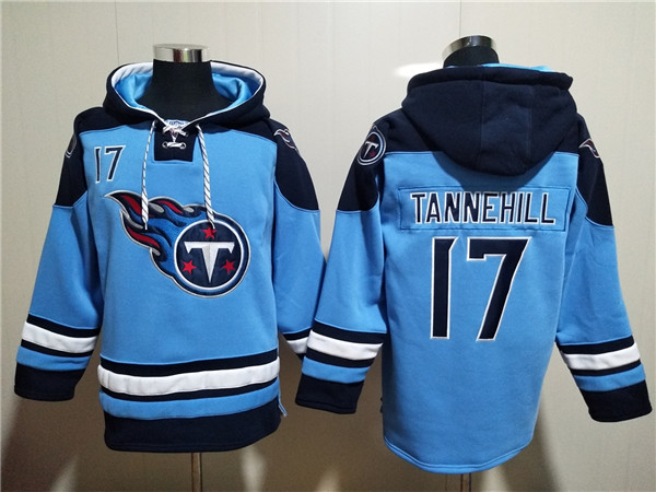 Men's Tennessee Titans #17 Ryan Tannehill Blue Lace-Up Pullover Hoodie Men's Tennessee Titans #17 Ryan Tannehill Blue Lace-Up Pullover Hoodie