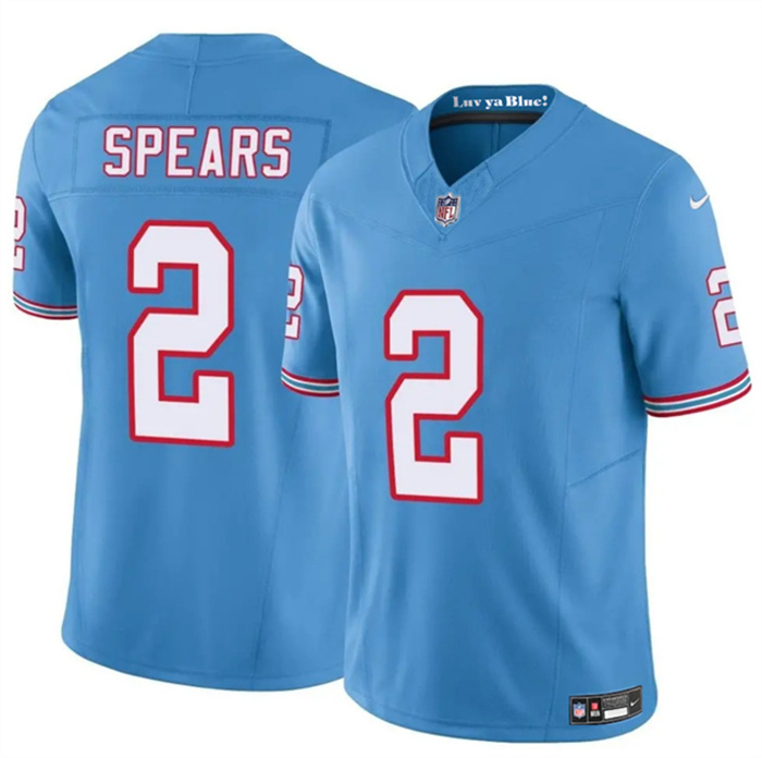 Men's Tennessee Titans #2 Tyjae Spears Blue 2024 F.U.S.E. Throwback Vapor Limited Stitched Football Jersey1