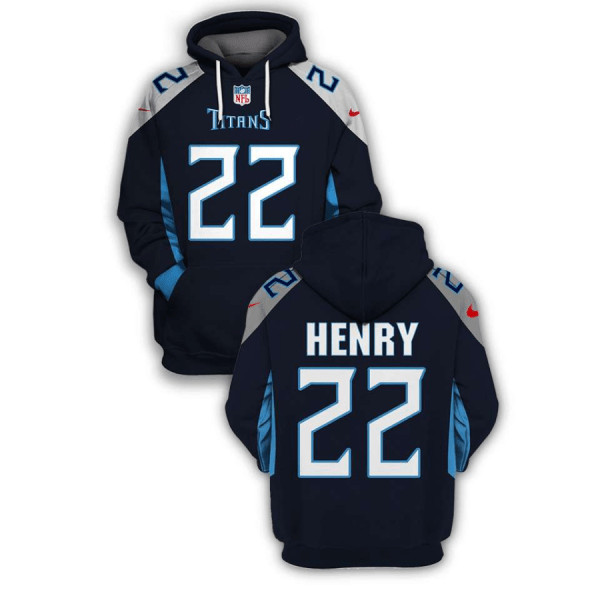 Men's Tennessee Titans #22 Derrick Henry 2021 Navy Pullover Hoodie Men's Tennessee Titans #22 Derrick Henry 2021 Navy Pullover Hoodie