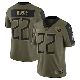 Men's Tennessee Titans #22 Derrick Henry Nike Olive 2021 Salute To Service Limited Player Jersey Men's Tennessee Titans #22 Derrick Henry Nike Olive 2021 Salute To Service Limited Player Jersey