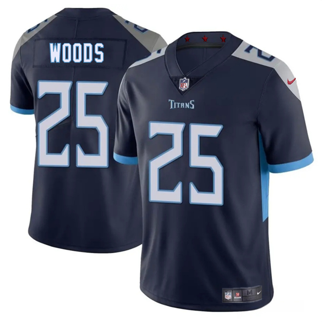 Men's Tennessee Titans #25 Xavier Woods Navy 2025 Vapor Untouchable Stitched Jersey Men's Tennessee Titans #25 Xavier Woods Navy 2025 Vapor Untouchable Stitched Jersey