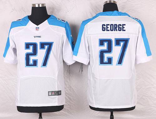 Men's Tennessee Titans #27 Eddie George White Retired Player NFL Nike Elite Jersey Men's Tennessee Titans #27 Eddie George White Retired Player NFL Nike Elite Jersey