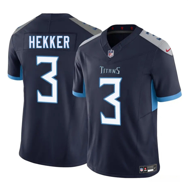 Men's Tennessee Titans #3 Johnny Hekker Navy 2025 F.U.S.E. Vapor Limited Stitched Football Jersey Men's Tennessee Titans #3 Johnny Hekker Navy 2025 F.U.S.E. Vapor Limited Stitched Football Jersey