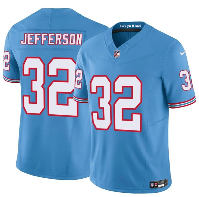 Men's Tennessee Titans #32 Jermar Jefferson Blue 2025 F.U.S.E. Throwback Vapor Limited Stitched Football Jersey Men's Tennessee Titans #32 Jermar Jefferson Blue 2025 F.U.S.E. Throwback Vapor Limited Stitched Football Jersey