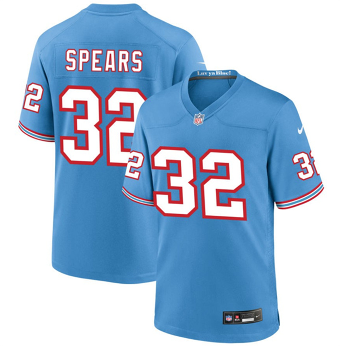 Men's Tennessee Titans #32 Tyjae Spears Blue Throwback Stitched Game Football Jersey Men's Tennessee Titans #32 Tyjae Spears Blue Throwback Stitched Game Football Jersey