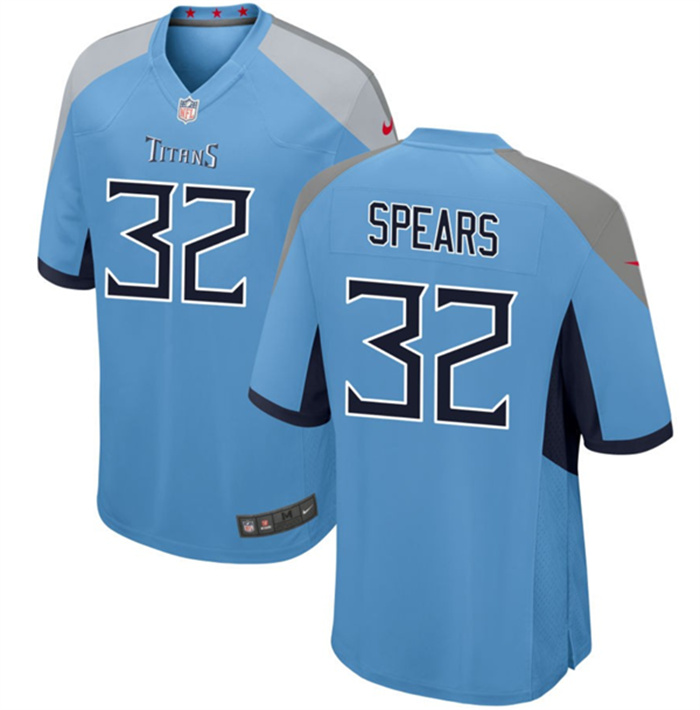Men's Tennessee Titans #32 Tyjae Spears Light Blue Stitched Game Football Jersey Men's Tennessee Titans #32 Tyjae Spears Light Blue Stitched Game Football Jersey