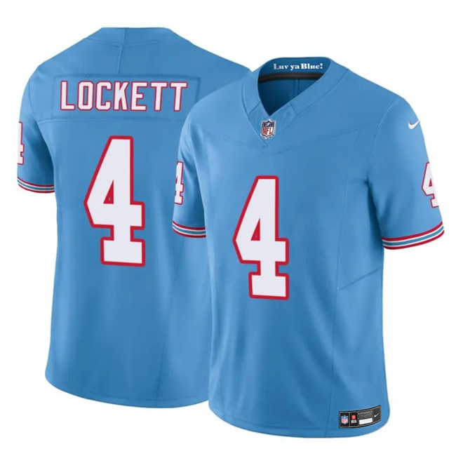 Men's Tennessee Titans #4 Tyler Lockett Blue 2025 F.U.S.E. Throwback Vapor Limited Stitched Football Jersey Men's Tennessee Titans #4 Tyler Lockett Blue 2025 F.U.S.E. Throwback Vapor Limited Stitched Football Jersey