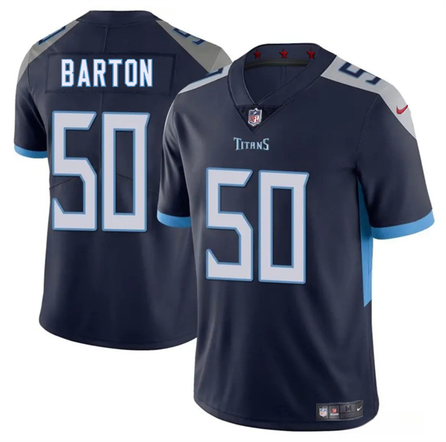 Men's Tennessee Titans #50 Cody Barton Navy 2025 Vapor Limited Stitched Football Jersey Men's Tennessee Titans #50 Cody Barton Navy 2025 Vapor Limited Stitched Football Jersey