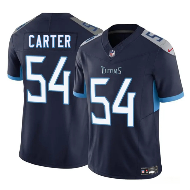 Men's Tennessee Titans #54 Lorenzo Carter Navy 2025 F.U.S.E. Vapor Limited Stitched Football Jersey Men's Tennessee Titans #54 Lorenzo Carter Navy 2025 F.U.S.E. Vapor Limited Stitched Football Jersey