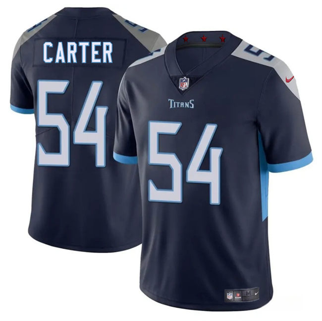 Men's Tennessee Titans #54 Lorenzo Carter Navy 2025 Vapor Untouchable Stitched Jersey Men's Tennessee Titans #54 Lorenzo Carter Navy 2025 Vapor Untouchable Stitched Jersey