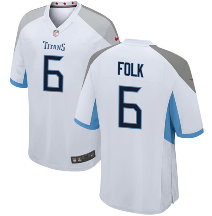 Men's Tennessee Titans #6 Nick Folk White Stitched Game Football Jersey Men's Tennessee Titans #6 Nick Folk White Stitched Game Football Jersey