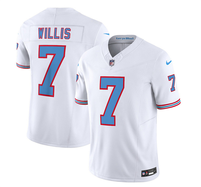 Men's Tennessee Titans #7 Malik Willis White 2023 F.U.S.E. Vapor Limited Throwback Stitched Football Jersey Men's Tennessee Titans #7 Malik Willis White 2023 F.U.S.E. Vapor Limited Throwback Stitched Football Jersey