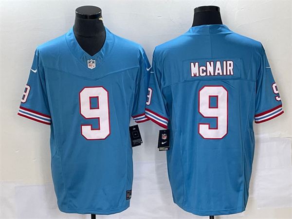 Men's Tennessee Titans #9 Steve McNair Light Blue 2023 F.U.S.E. Vapor Limited Throwback Stitched Football Jersey Men's Tennessee Titans #9 Steve McNair Light Blue 2023 F.U.S.E. Vapor Limited Throwback Stitched Football Jersey