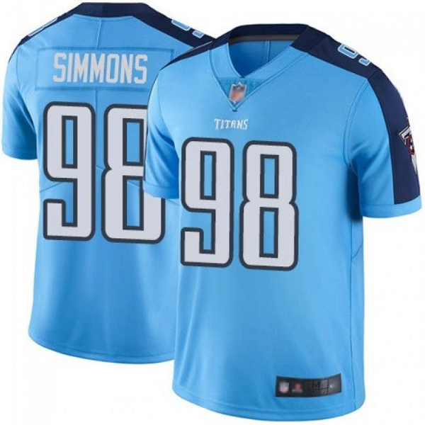 Men's Tennessee Titans #98 Jeffery Simmons Light Blue Stitched Jersey Men's Tennessee Titans #98 Jeffery Simmons Light Blue Stitched Jersey
