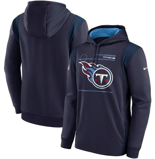 Men's Tennessee Titans 2021 Navy Sideline Logo Performance Pullover Hoodie Men's Tennessee Titans 2021 Navy Sideline Logo Performance Pullover Hoodie