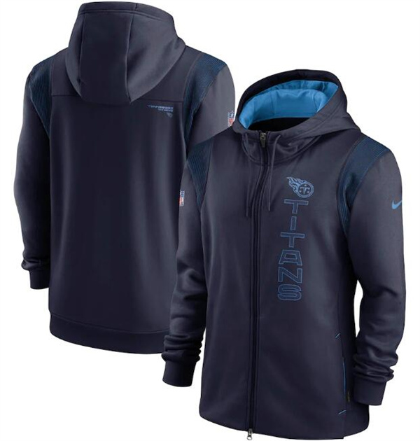 Men's Tennessee Titans 2021 Navy Sideline Team Performance Full-Zip Hoodie Men's Tennessee Titans 2021 Navy Sideline Team Performance Full-Zip Hoodie