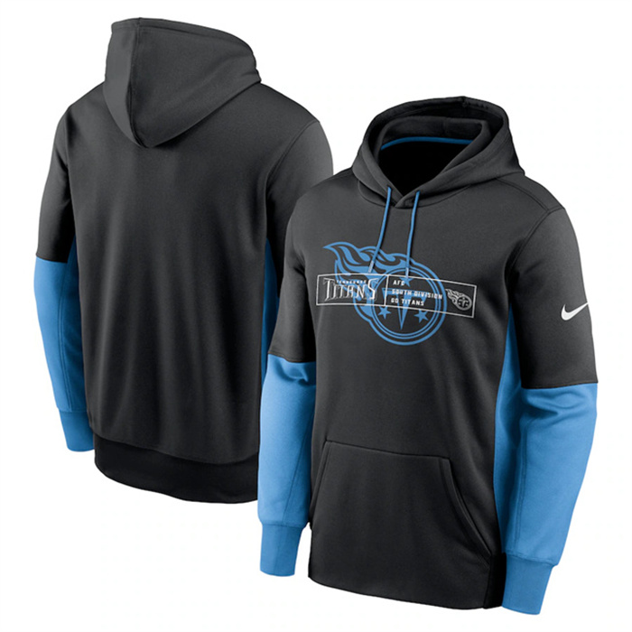 Men's Tennessee Titans Black Color Block Fleece Performance Pullover Hoodie Men's Tennessee Titans Black Color Block Fleece Performance Pullover Hoodie