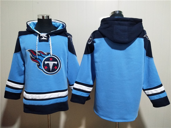 Men's Tennessee Titans Blank Blue Lace-Up Pullover Hoodie Men's Tennessee Titans Blank Blue Lace-Up Pullover Hoodie