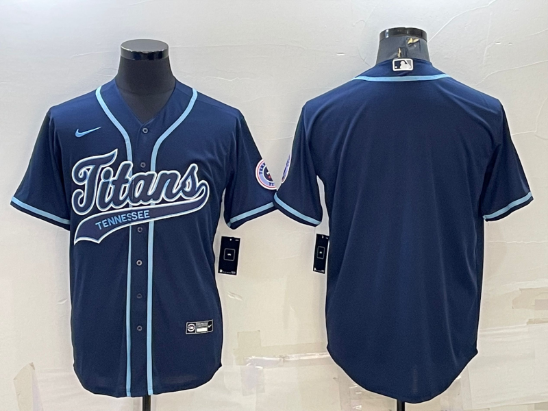 Men's Tennessee Titans Blank Navy With Patch Cool Base Stitched Baseball Jersey Men's Tennessee Titans Blank Navy With Patch Cool Base Stitched Baseball Jersey