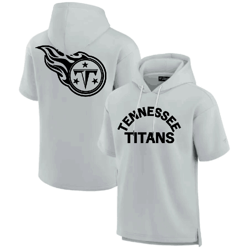 Men's Tennessee Titans Gray Super Soft Fleece Short Sleeve Hoodie Men's Tennessee Titans Gray Super Soft Fleece Short Sleeve Hoodie