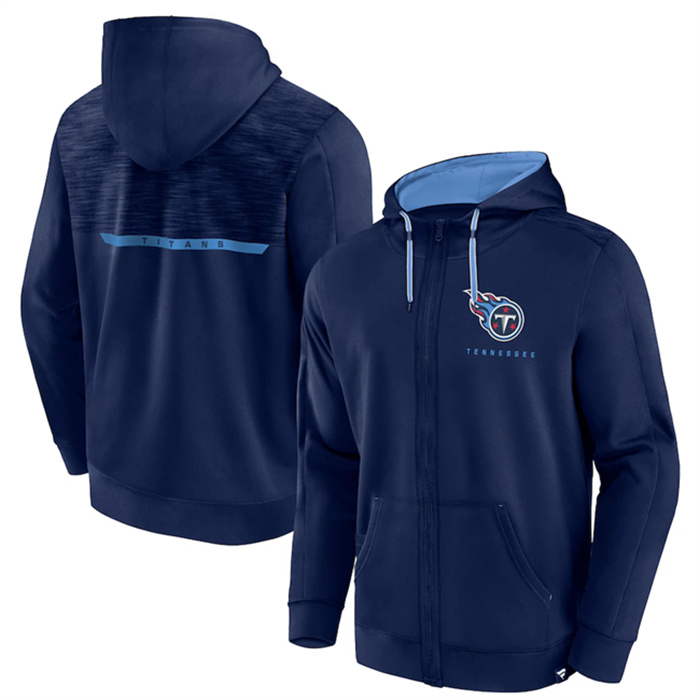 Men's Tennessee Titans Navy Defender Evo Full-Zip Hoodie Men's Tennessee Titans Navy Defender Evo Full-Zip Hoodie