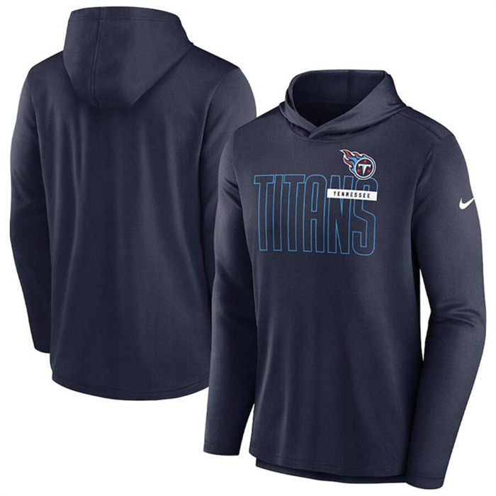 Men's Tennessee Titans Navy Lightweight Performance Hooded Long Sleeve T-Shirt Men's Tennessee Titans Navy Lightweight Performance Hooded Long Sleeve T-Shirt