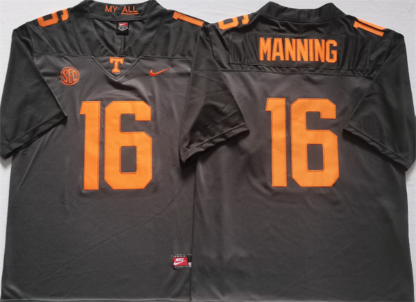 Men's Tennessee Volunteers #16 MANNING Grey Stitched Jersey Men's Tennessee Volunteers #16 MANNING Grey Stitched Jersey