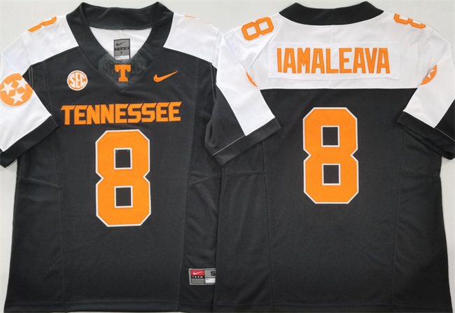 Men's Tennessee Volunteers #8 Nico Iamaleava Black White F.U.S.E. Stitched Jersey