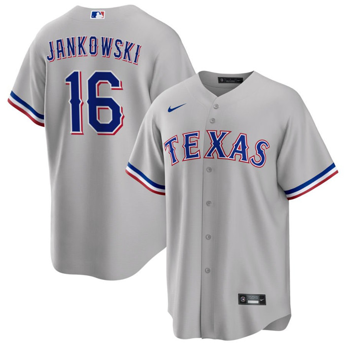 Men's Texas Rangers #16 Travis Jankowski Grey Cool Base Stitched Baseball Jersey Men's Texas Rangers #16 Travis Jankowski Grey Cool Base Stitched Baseball Jersey