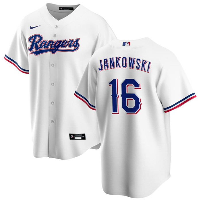 Men's Texas Rangers #16 Travis Jankowski White Cool Base Stitched Baseball Jersey Men's Texas Rangers #16 Travis Jankowski White Cool Base Stitched Baseball Jersey