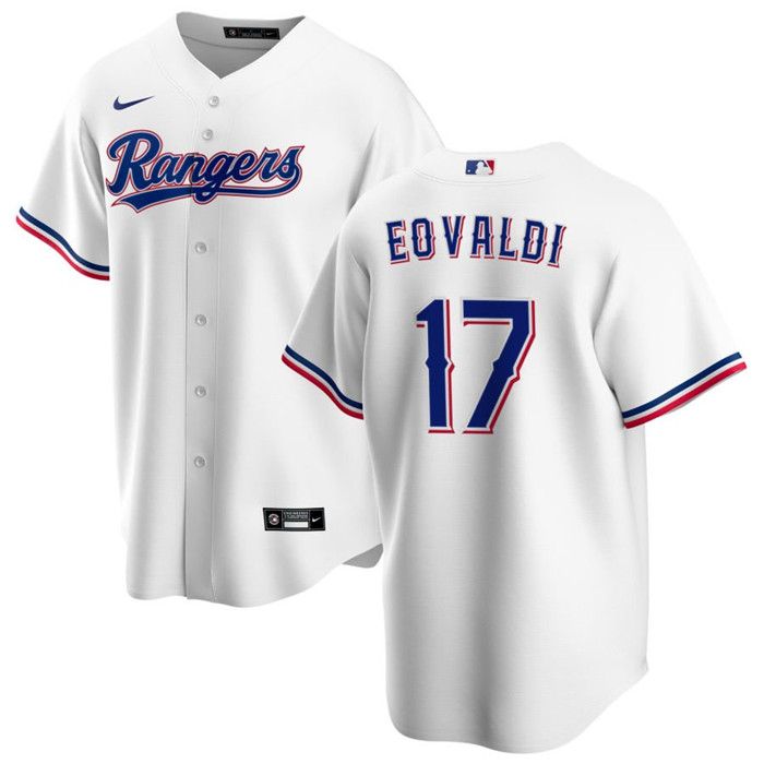 Men's Texas Rangers #17 Nathan Eovaldi White Cool Base Stitched Baseball Jersey Men's Texas Rangers #17 Nathan Eovaldi White Cool Base Stitched Baseball Jersey