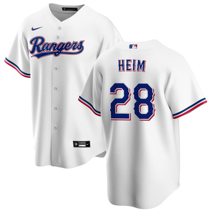 Men's Texas Rangers #28 Jonah Heim White Cool Base Stitched Baseball Jersey Men's Texas Rangers #28 Jonah Heim White Cool Base Stitched Baseball Jersey