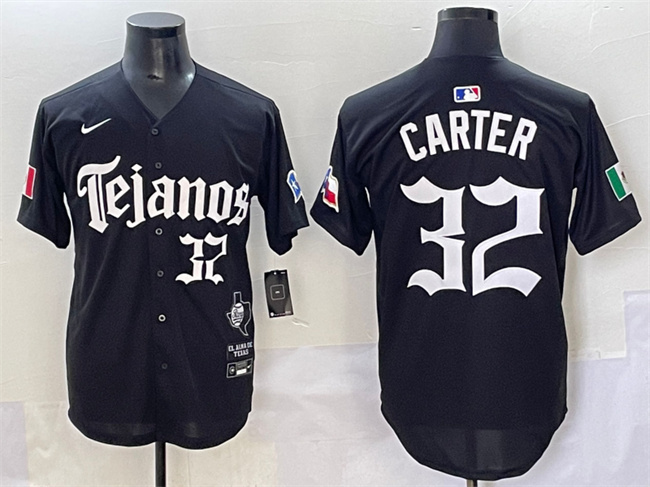 Men's Texas Rangers #32 Evan Carter Black Mexico 2025 Vapor Premier Limited Stitched Baseball Jersey Men's Texas Rangers #32 Evan Carter Black Mexico 2025 Vapor Premier Limited Stitched Baseball Jersey