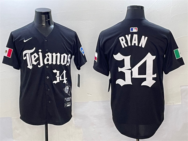 Men's Texas Rangers #34 Nolan Ryan Black Mexico 2025 Vapor Premier Limited Stitched Baseball Jersey Men's Texas Rangers #34 Nolan Ryan Black Mexico 2025 Vapor Premier Limited Stitched Baseball Jersey